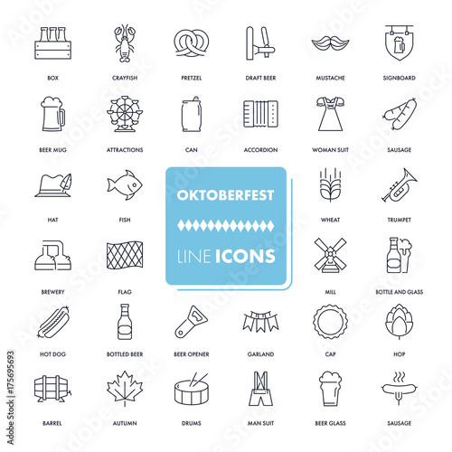 Line icons set. Octoberfest 