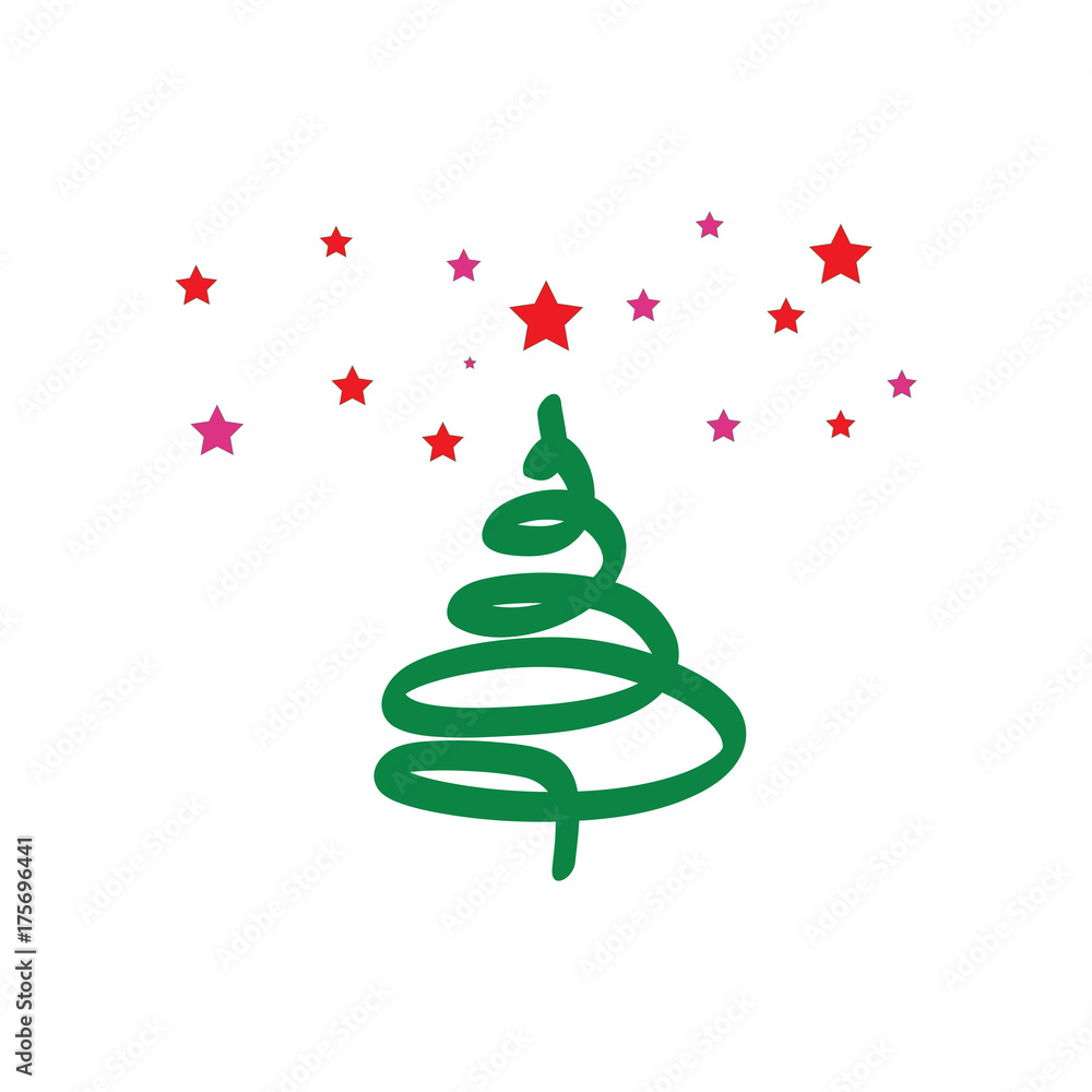 Simple vector christmas tree original New Year card. Simple vector christmas tree original New Year card.