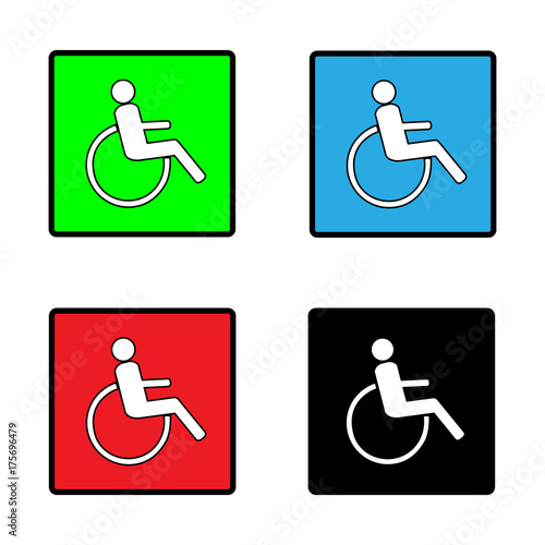 Disabled sign in square set
