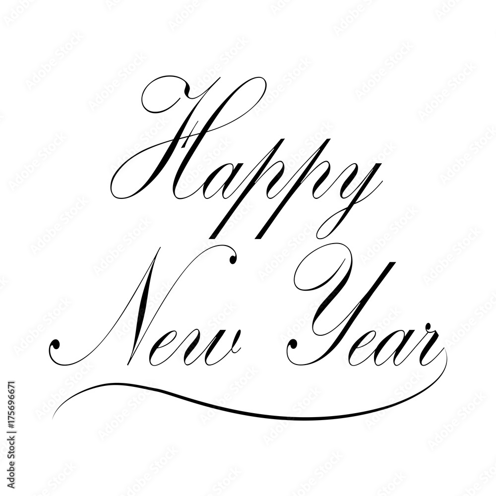 Happy New Year hand lettering on black background Happy New Year hand lettering on black background