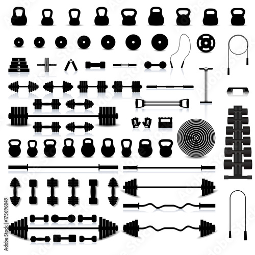 Set of sports equipment, vector illustration.