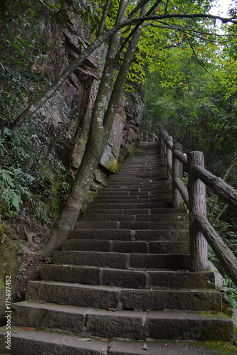 Stairs around the Wulingyuan Scenic Area. A typical hiking trail around the mountain