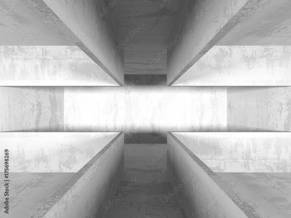 Dark concrete empty room. Modern architecture design