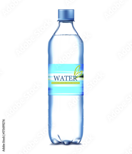  bottle of water on a blue background. Vector illustration