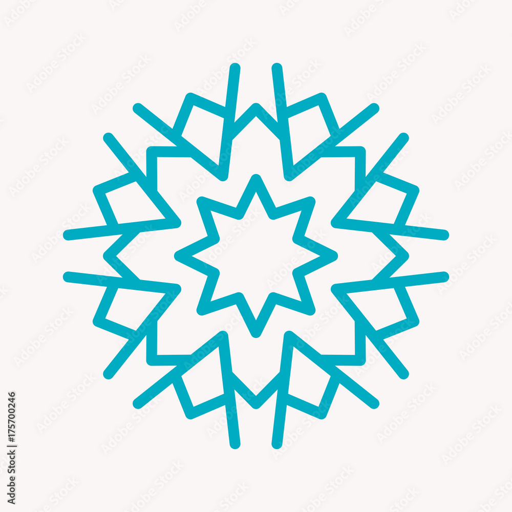 Snowflake Icon. Christmas Decoration Ornament. Mandala Style. Lines. Snowflake Icon. Christmas Decoration Ornament. Mandala Style. Lines.