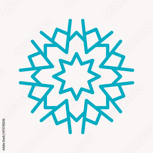Snowflake Icon. Christmas Decoration Ornament. Mandala Style. Lines.