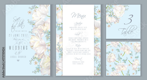 Tulip blue invitation set