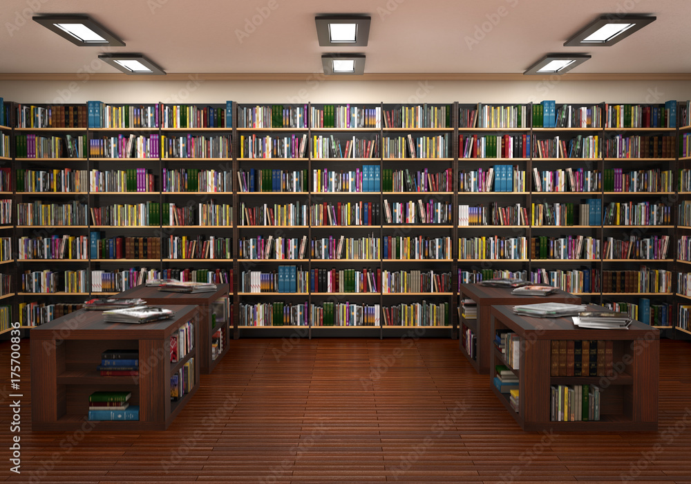 Bookshelf in book store. 3d illustration Bookshelf in book store. 3d illustration
