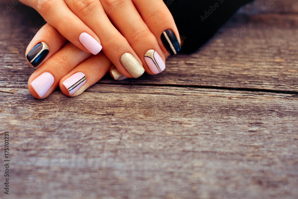 Natural nails, gel polish. Perfect clean manicure with zero cuticle. Nail  art design for the fashion style. Stock Photo | Adobe Stock