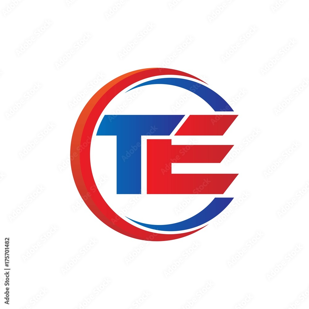 te logo vector modern initial swoosh circle blue and red te logo vector modern initial swoosh circle blue and red