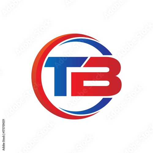tb logo vector modern initial swoosh circle blue and red