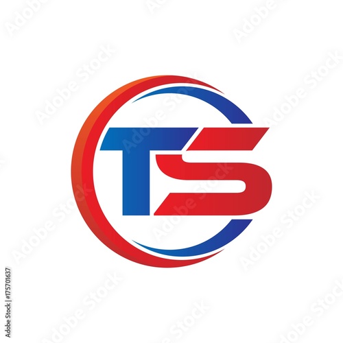 ts logo vector modern initial swoosh circle blue and red