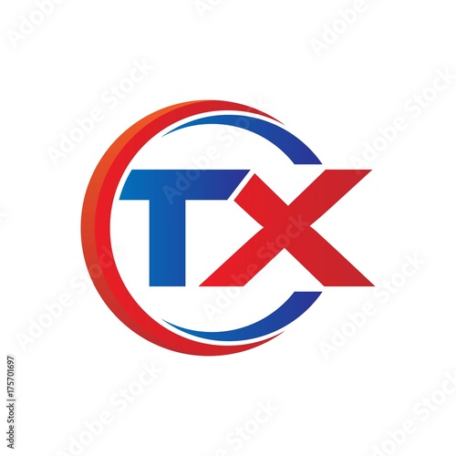 Free Download tx logo vector modern initial swoosh circle blue and red - GFXLoad