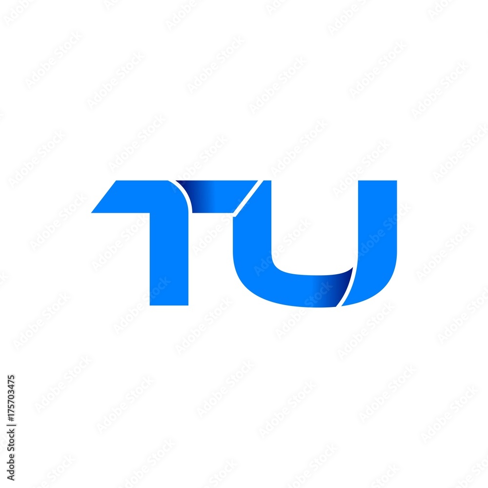 tu logo initial logo vector modern blue fold style