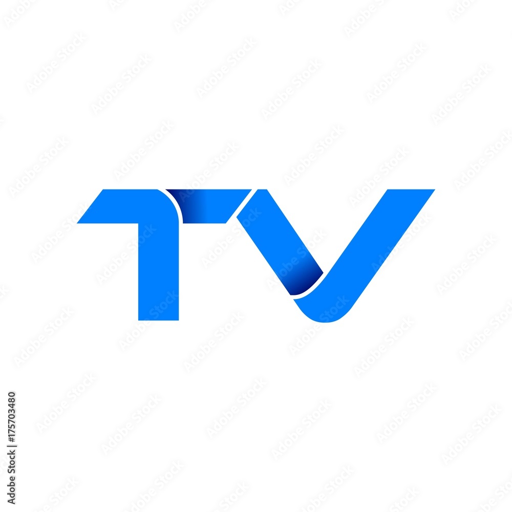 tv logo initial logo vector modern blue fold style tv logo initial logo vector modern blue fold style