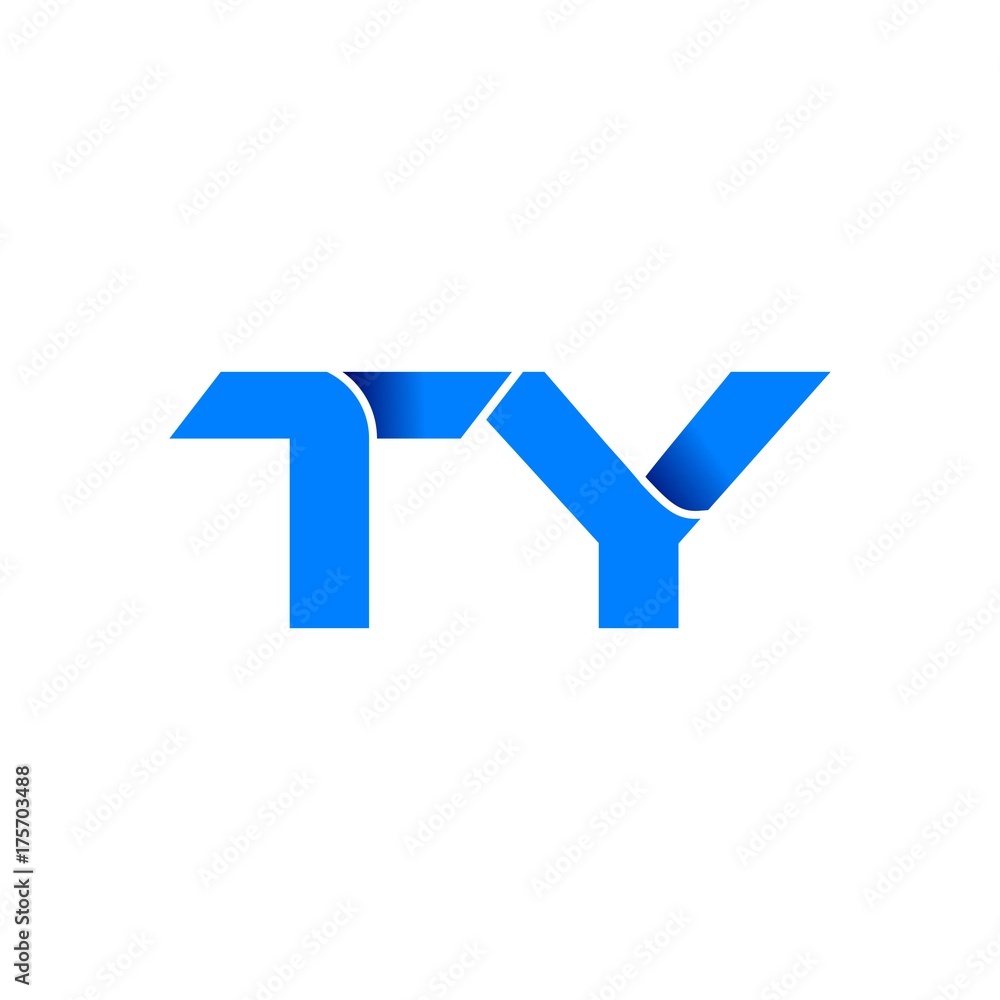 ty logo initial logo vector modern blue fold style ty logo initial logo vector modern blue fold style