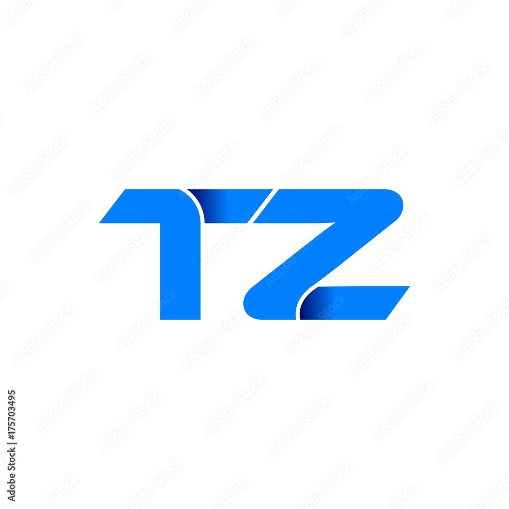 tz logo initial logo vector modern blue fold style tz logo initial logo vector modern blue fold style