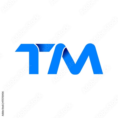 tm logo initial logo vector modern blue fold style