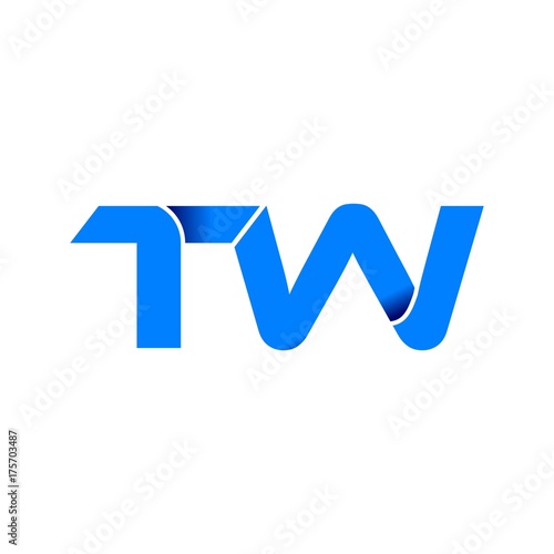 tw logo initial logo vector modern blue fold style