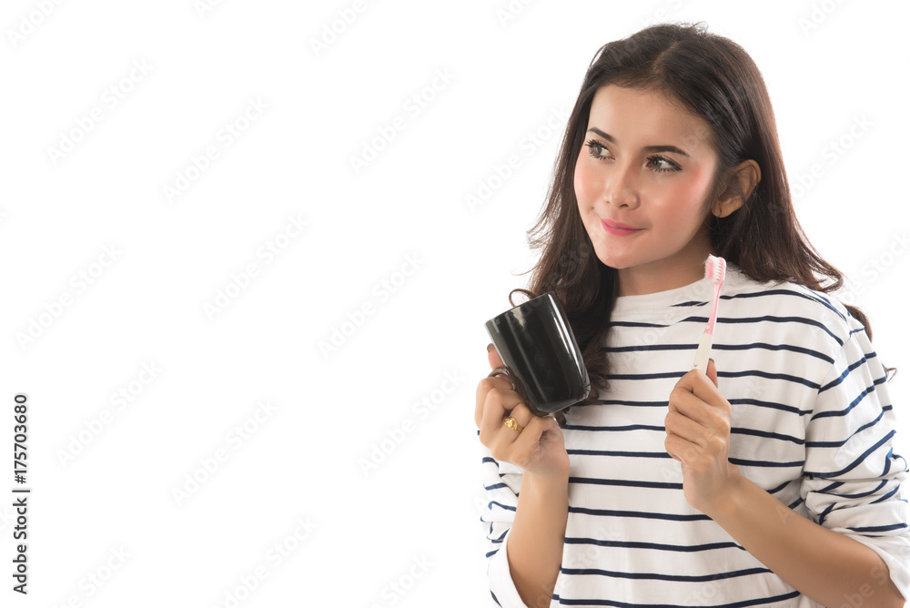 Woman hand holding a toothbrush, isolated on a white background, This image for healthcare concept. Woman hand holding a toothbrush, isolated on a white background, This image for healthcare concept.