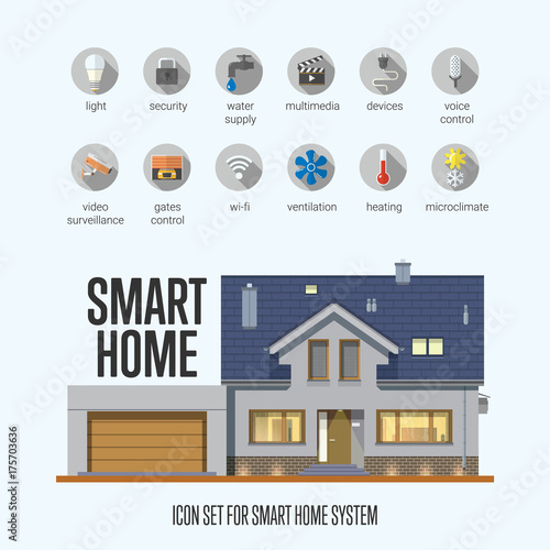 Set of smart home icons. Smart house automation system