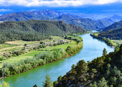 The Ebro river. Most important river on the Iberian Peninsula. Miravet, Spain