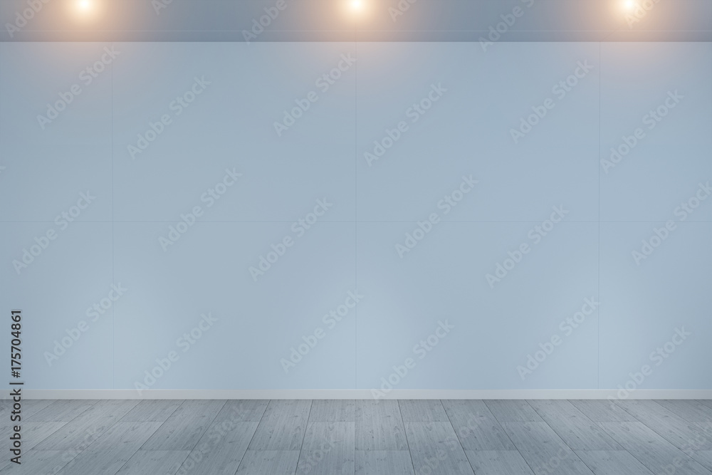 Empty wall in museum with lights 3D rendering Empty wall in museum with lights 3D rendering