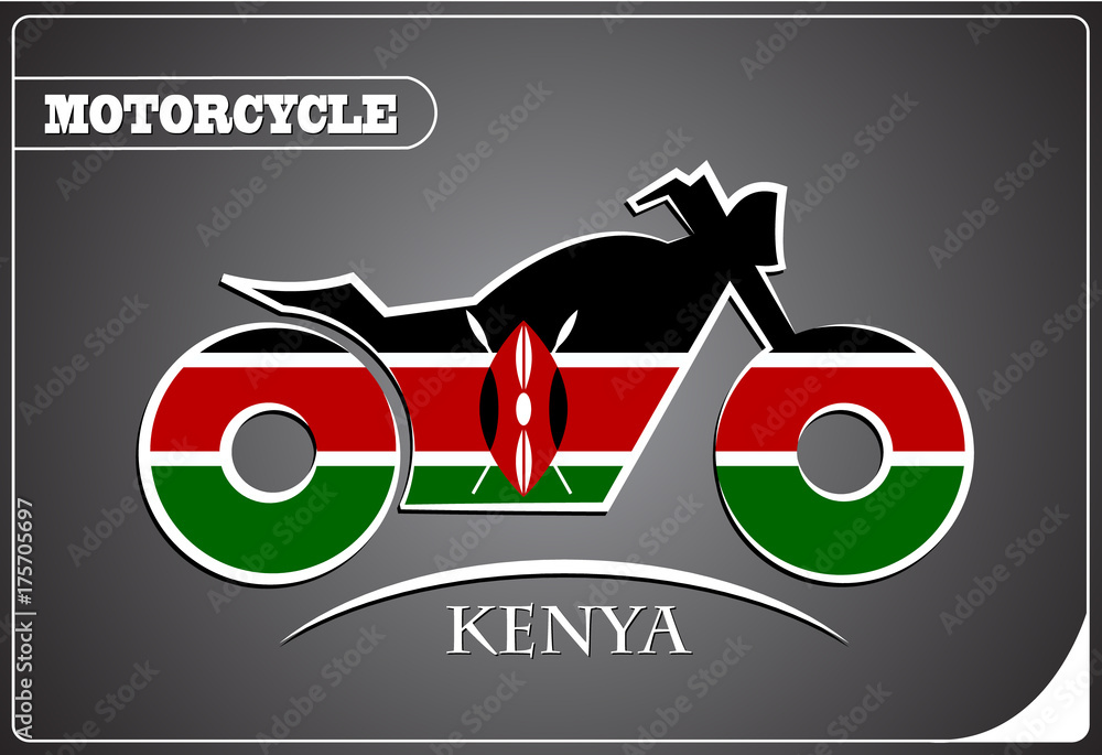 Naklejka premium motorcycle logo made from the flag of Kenya