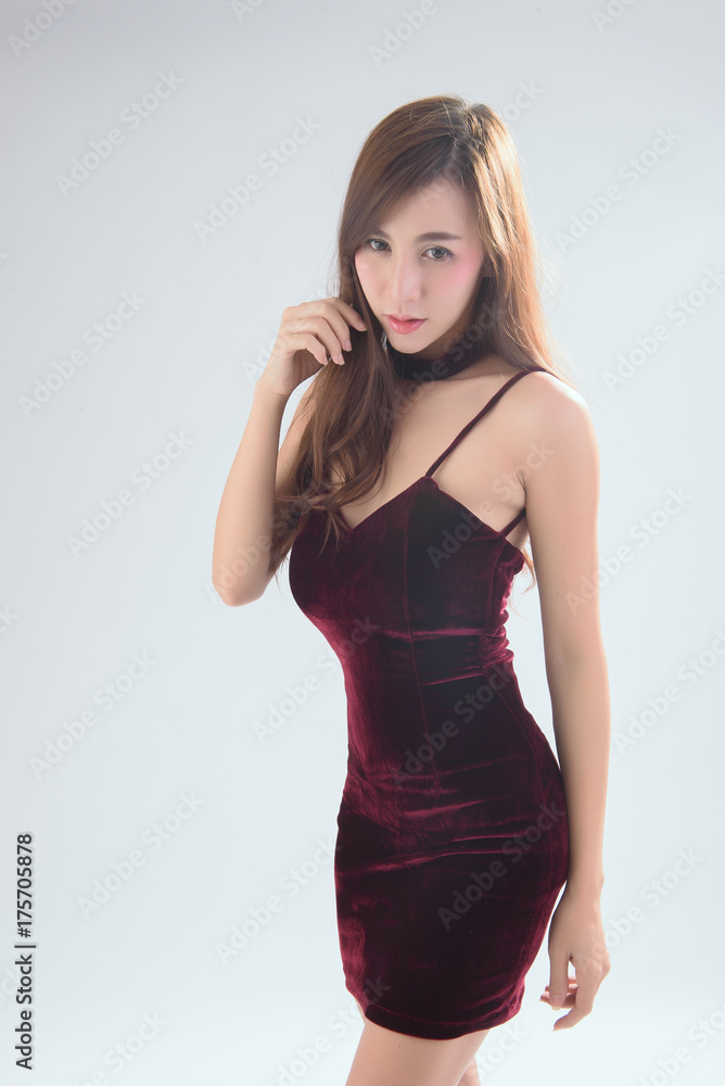 Beautiful sexy asian woman on white background. Pretty Thai girl in studio.  Stock Photo | Adobe Stock