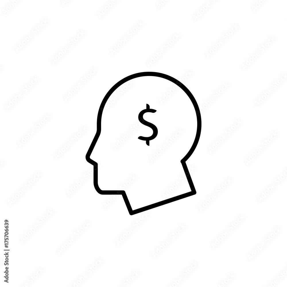 Head with dollar symbol vector sketch icon Head with dollar symbol vector sketch icon