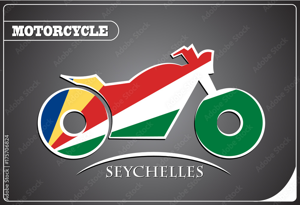 Obraz premium motorcycle logo made from the flag of Seychelles