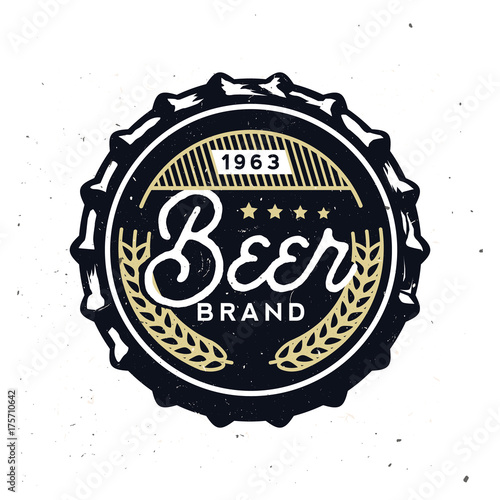 Retro beer cap in vintage style. Beer branding