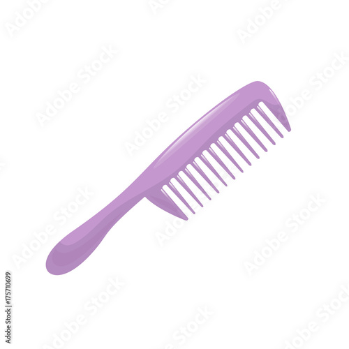 Cartoon trendy plastic pink hair comp icon isolated on white background. Hair care vector illustration.