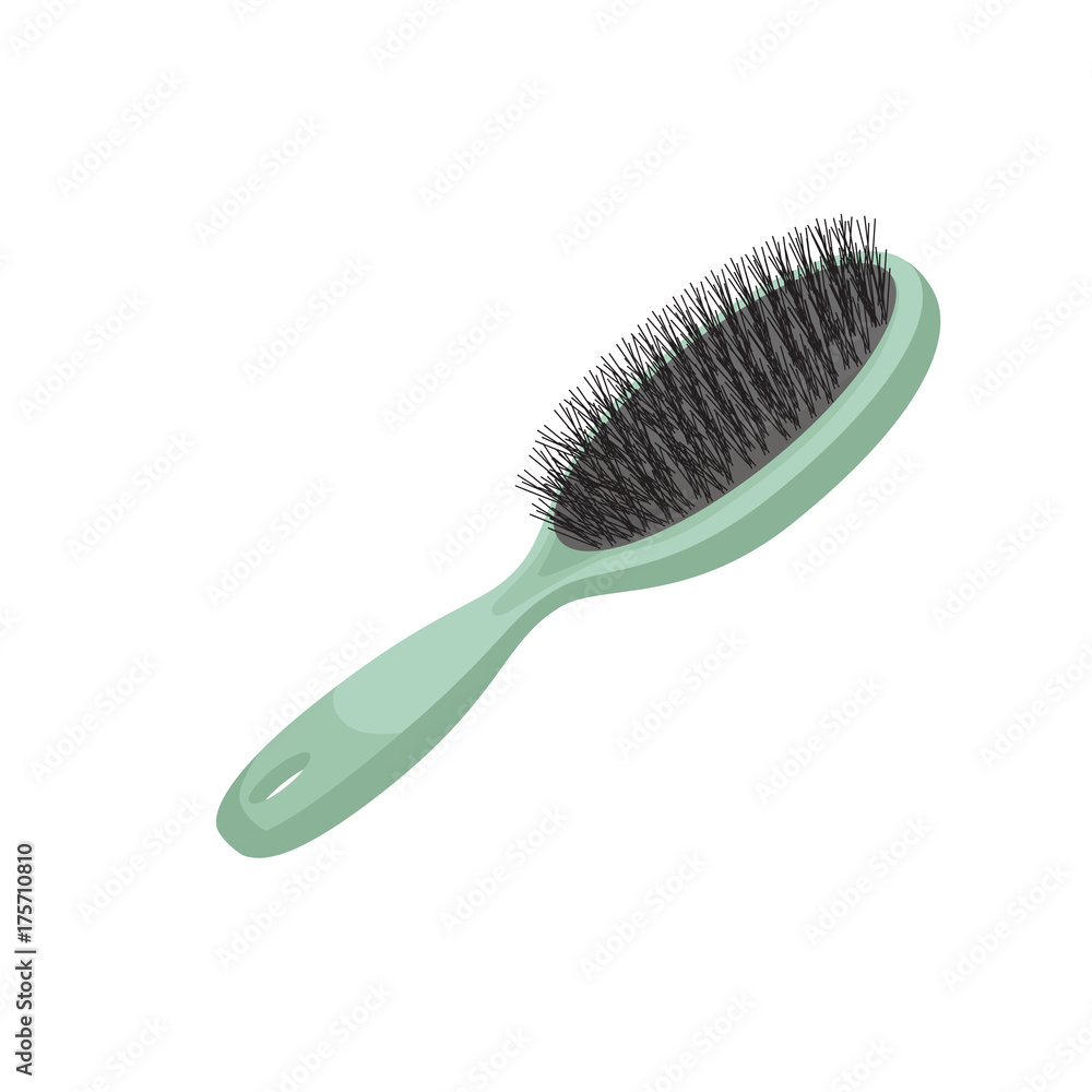 Cartoon trendy style green plastic hair brush for styling. Vector make up  and hair care illustration. Stock Vector | Adobe Stock