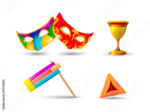 Poster to Purim holiday. Vector illustration.
