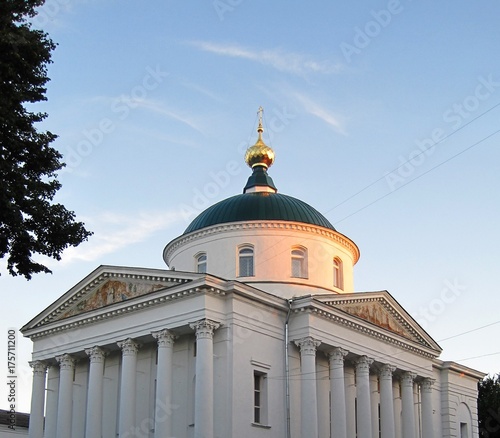 temple in the rays of sunset