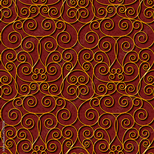seamless floral dark red damask pattern background
