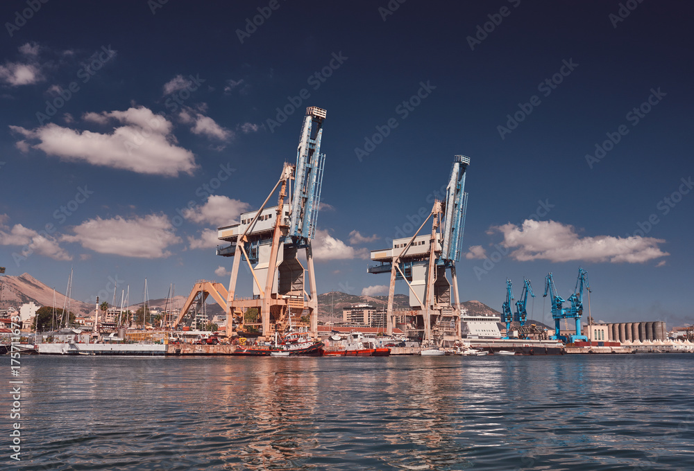 Harbor of Palermo, harbor crane, Sicily