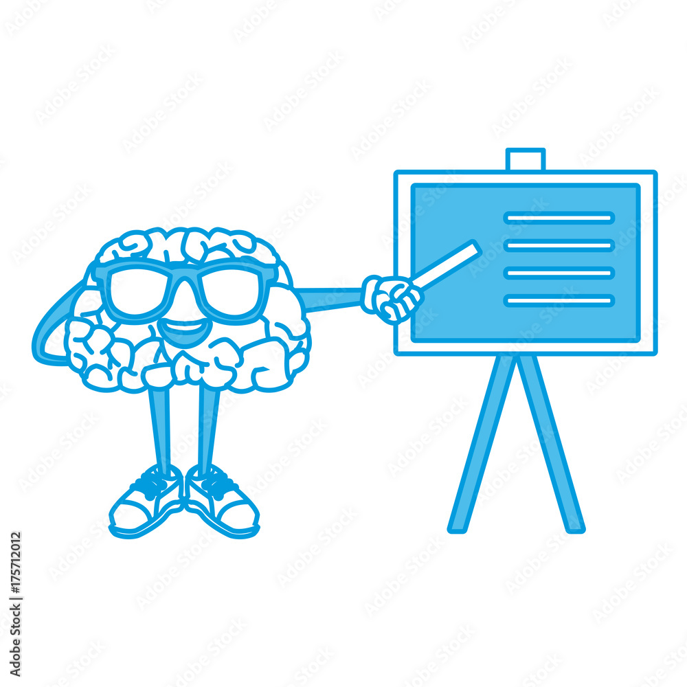 Cute brain teaching cartoon icon vector illustration graphic design