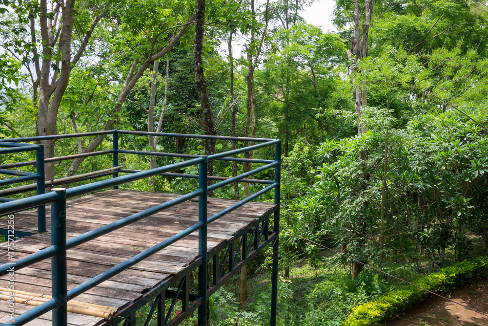 Wooden and steel bridge on the scenic spot in Thailand.