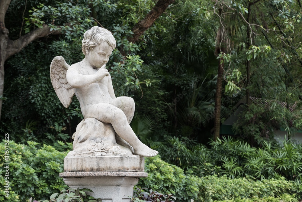 Statue of an Angel asking for silent in kowloon park, Hong kong Statue of an Angel asking for silent in kowloon park, Hong kong