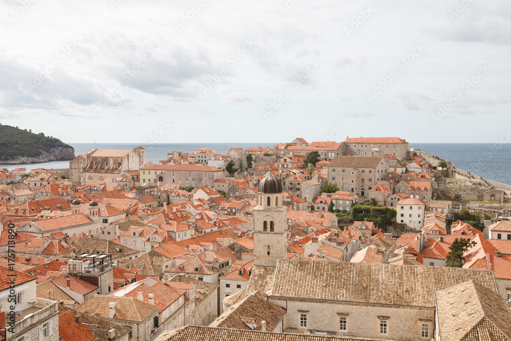 panorama Dubrovnik Old Town roofs at day. Europe, Croatia