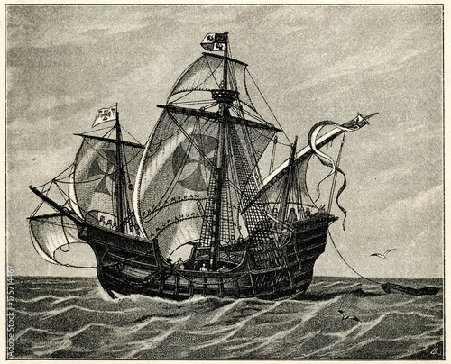 Santa María, ship of Christopher Columbus (from Spamers Illustrierte Weltgeschichte, 1894, 5[1], 52) photo