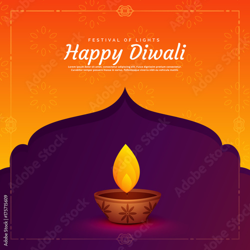 ethnic religious diwali festival background with diya lamp