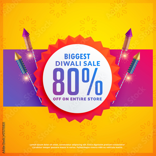 festival discount and sale banners for diwali with crackers