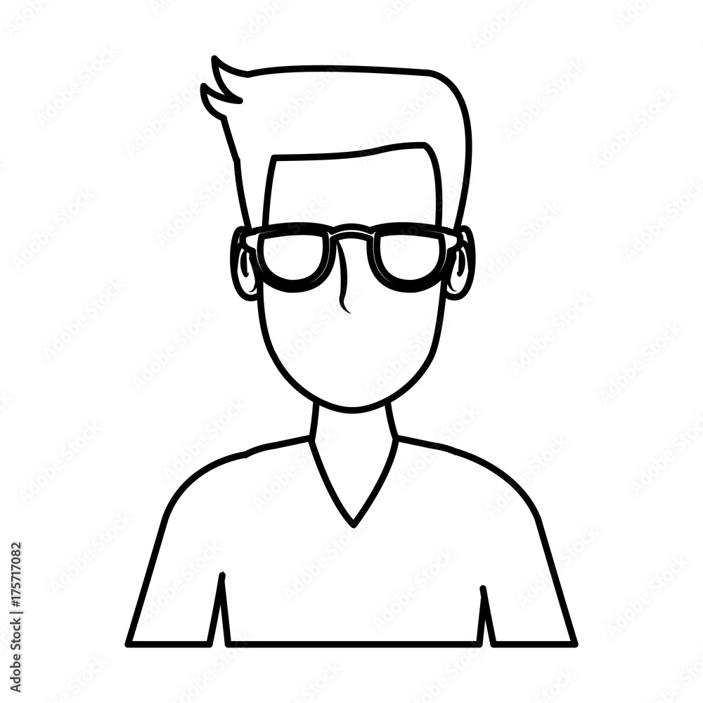 Man face with glasses cartoon icon vector illustration graphic design Man face with glasses cartoon icon vector illustration graphic design