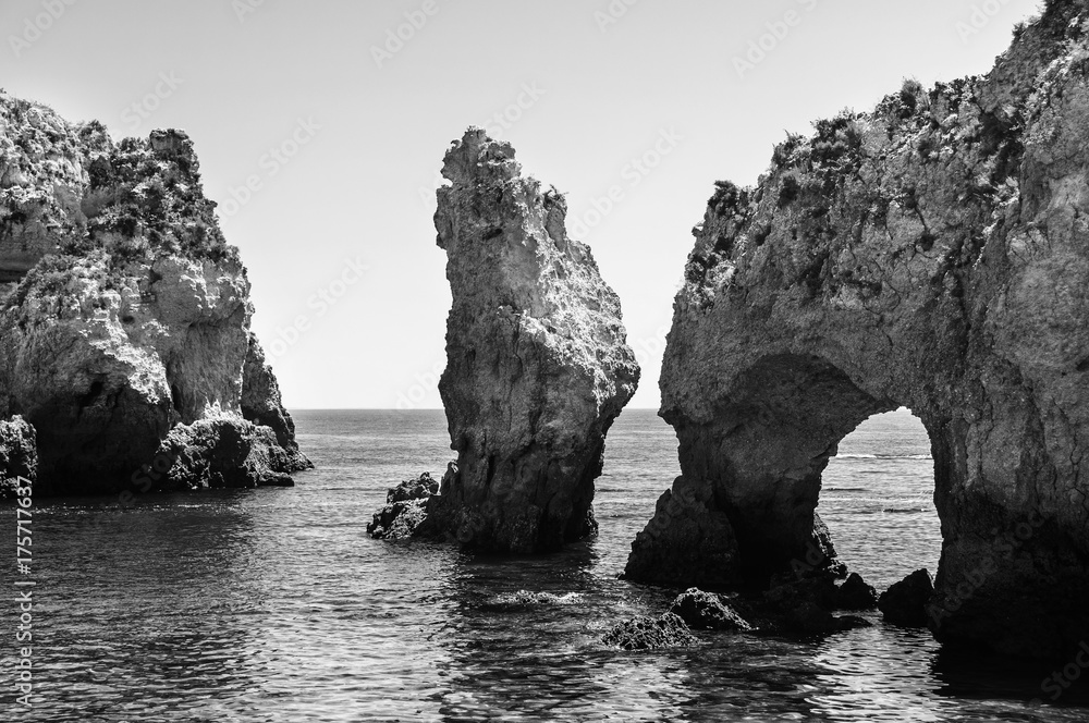 Algarve coastline in Portugal. Rocks and Sea in Lagos