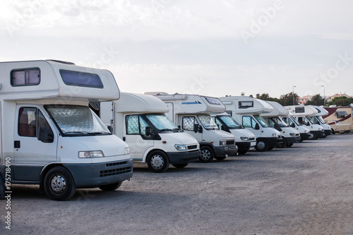 Row of camping vehicles