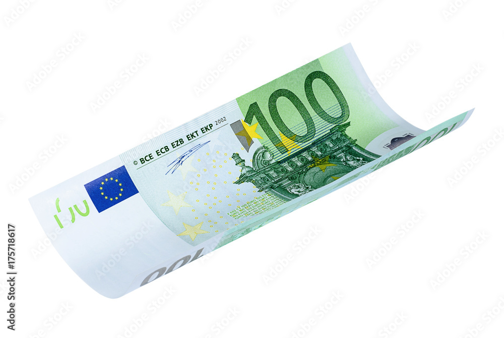 Twisted banknote of one hundred euros Twisted banknote of one hundred euros