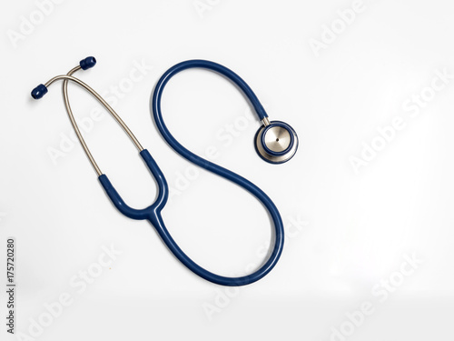 Close up view of stethoscope over isolated white background